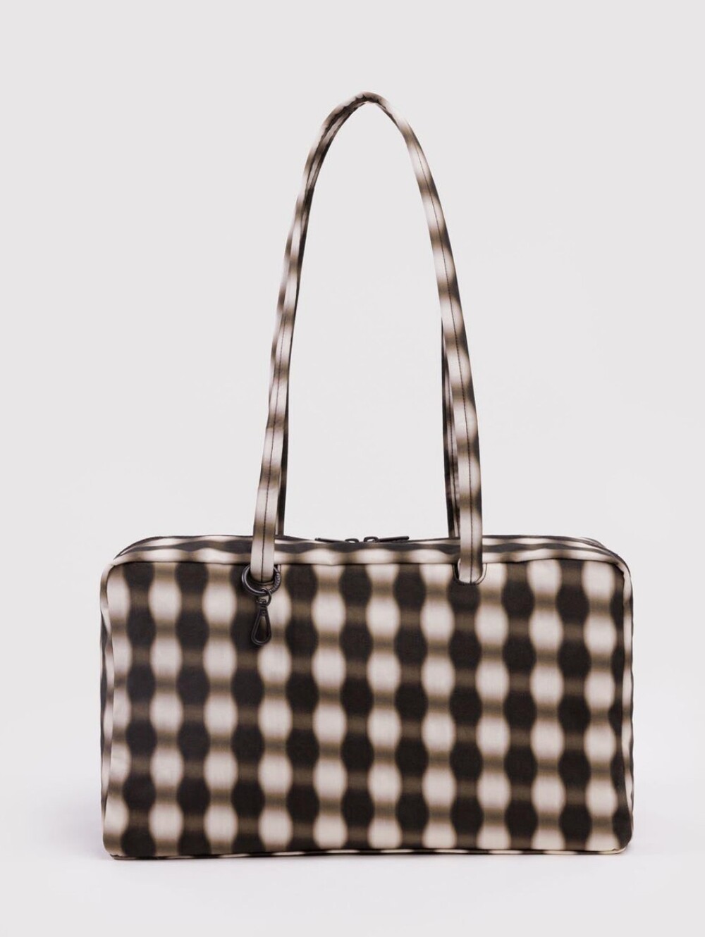 New! BAGGU MEDIUM nylon bowler bag in blurred gingham brown/NWT